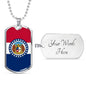 Missouri State Flag Necklace Stainless Steel or 18k Gold Dog Tag 24" Chain - Express Your Love Gifts