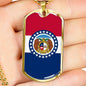 Missouri State Flag Necklace Stainless Steel or 18k Gold Dog Tag 24" Chain - Express Your Love Gifts