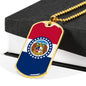 Missouri State Flag Necklace Stainless Steel or 18k Gold Dog Tag 24" Chain - Express Your Love Gifts