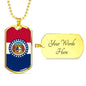 Missouri State Flag Necklace Stainless Steel or 18k Gold Dog Tag 24" Chain - Express Your Love Gifts