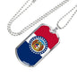 Missouri State Flag Necklace Stainless Steel or 18k Gold Dog Tag 24" Chain - Express Your Love Gifts