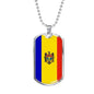 Moldova Flag Necklace Moldova Flag Stainless Steel or 18k Gold Dog Tag 24" - Express Your Love Gifts