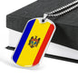 Moldova Flag Necklace Moldova Flag Stainless Steel or 18k Gold Dog Tag 24" - Express Your Love Gifts