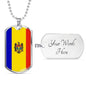 Moldova Flag Necklace Moldova Flag Stainless Steel or 18k Gold Dog Tag 24" - Express Your Love Gifts