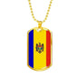 Moldova Flag Necklace Moldova Flag Stainless Steel or 18k Gold Dog Tag 24" - Express Your Love Gifts