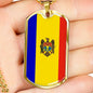 Moldova Flag Necklace Moldova Flag Stainless Steel or 18k Gold Dog Tag 24" - Express Your Love Gifts