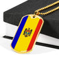 Moldova Flag Necklace Moldova Flag Stainless Steel or 18k Gold Dog Tag 24" - Express Your Love Gifts