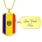 Moldova Flag Necklace Moldova Flag Stainless Steel or 18k Gold Dog Tag 24" - Express Your Love Gifts