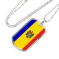 Moldova Flag Necklace Moldova Flag Stainless Steel or 18k Gold Dog Tag 24" - Express Your Love Gifts