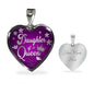 Mom Message Daughter Of A Queen Mother Daughter Heart Pendant Stainless Steel or 18k Gold Heart Pendant 18-22"''-Express Your Love Gifts