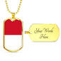 Monaco Flag Necklace Monaco Flag Stainless Steel or 18k Gold Dog Tag 24" - Express Your Love Gifts