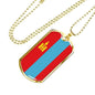 Mongolia Flag Necklace Mongolia Flag Stainless Steel or 18k Gold Dog Tag 24" - Express Your Love Gifts