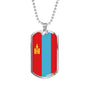 Mongolia Flag Necklace Mongolia Flag Stainless Steel or 18k Gold Dog Tag 24" - Express Your Love Gifts