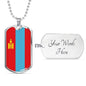 Mongolia Flag Necklace Mongolia Flag Stainless Steel or 18k Gold Dog Tag 24" - Express Your Love Gifts