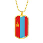 Mongolia Flag Necklace Mongolia Flag Stainless Steel or 18k Gold Dog Tag 24" - Express Your Love Gifts