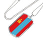 Mongolia Flag Necklace Mongolia Flag Stainless Steel or 18k Gold Dog Tag 24" - Express Your Love Gifts