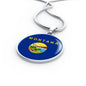 Montana State Flag Necklace Stainless Steel or 18k Gold Circle Pendant 18-22" - Express Your Love Gifts