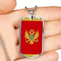 Montenegro Flag Necklace Montenegro Flag Stainless Steel or 18k Gold Dog Tag 24" - Express Your Love Gifts