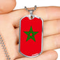 Morocco Flag Necklace Morocco Flag Stainless Steel or 18k Gold Dog Tag 24" - Express Your Love Gifts