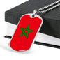 Morocco Flag Necklace Morocco Flag Stainless Steel or 18k Gold Dog Tag 24" - Express Your Love Gifts