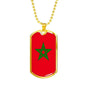 Morocco Flag Necklace Morocco Flag Stainless Steel or 18k Gold Dog Tag 24" - Express Your Love Gifts