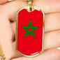 Morocco Flag Necklace Morocco Flag Stainless Steel or 18k Gold Dog Tag 24" - Express Your Love Gifts