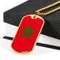 Morocco Flag Necklace Morocco Flag Stainless Steel or 18k Gold Dog Tag 24" - Express Your Love Gifts