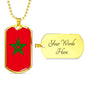 Morocco Flag Necklace Morocco Flag Stainless Steel or 18k Gold Dog Tag 24" - Express Your Love Gifts