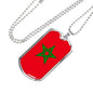 Morocco Flag Necklace Morocco Flag Stainless Steel or 18k Gold Dog Tag 24" - Express Your Love Gifts