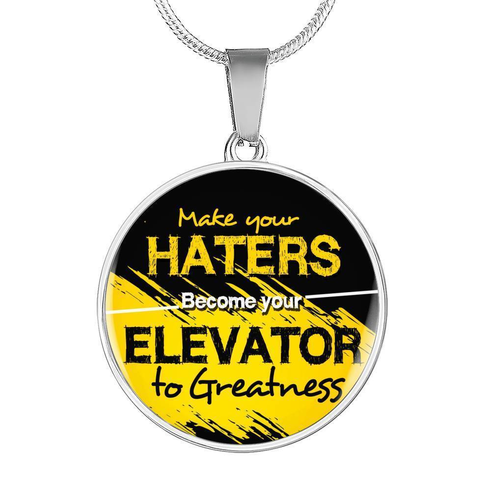 Motivation Gift Elevator to Greatnesss Circle Necklace Stainless Steel or 18k Gold 18-22"-Express Your Love Gifts