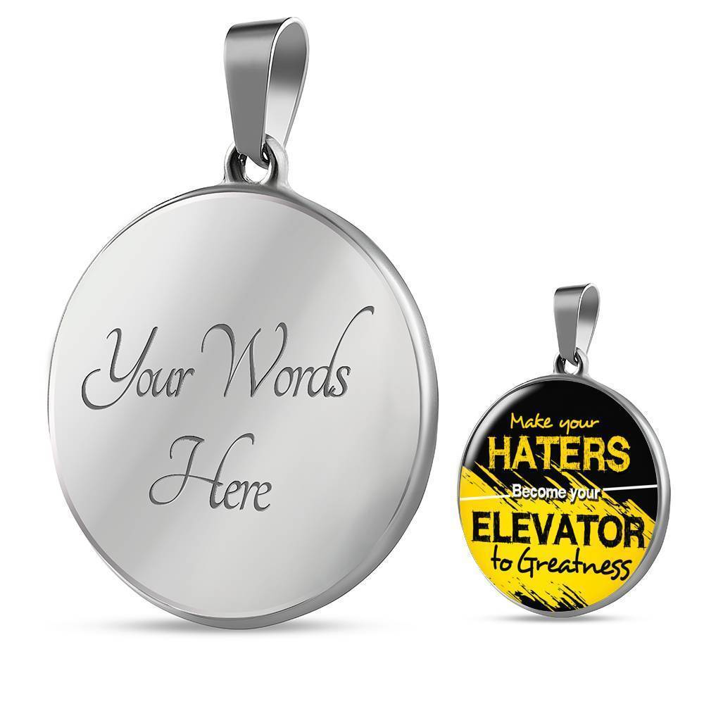 Motivation Gift Elevator to Greatnesss Circle Necklace Stainless Steel or 18k Gold 18-22"-Express Your Love Gifts