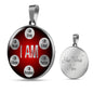 Motivational Necklace I Am Affirmations Circle Pendant Stainless Steel or 18k Gold 18-22" - Express Your Love Gifts