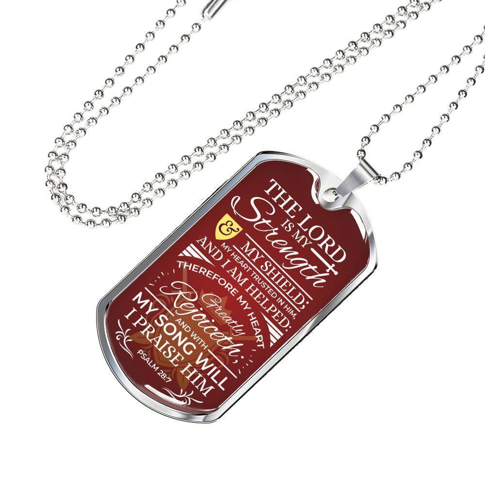 My Song Will Praise Psalm Necklace Stainless Steel or 18k Gold Dog Tag 24" Chain-Express Your Love Gifts