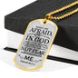 My Trust Is In God Psalm Necklace Stainless Steel or 18k Gold Dog Tag W 24"-Express Your Love Gifts