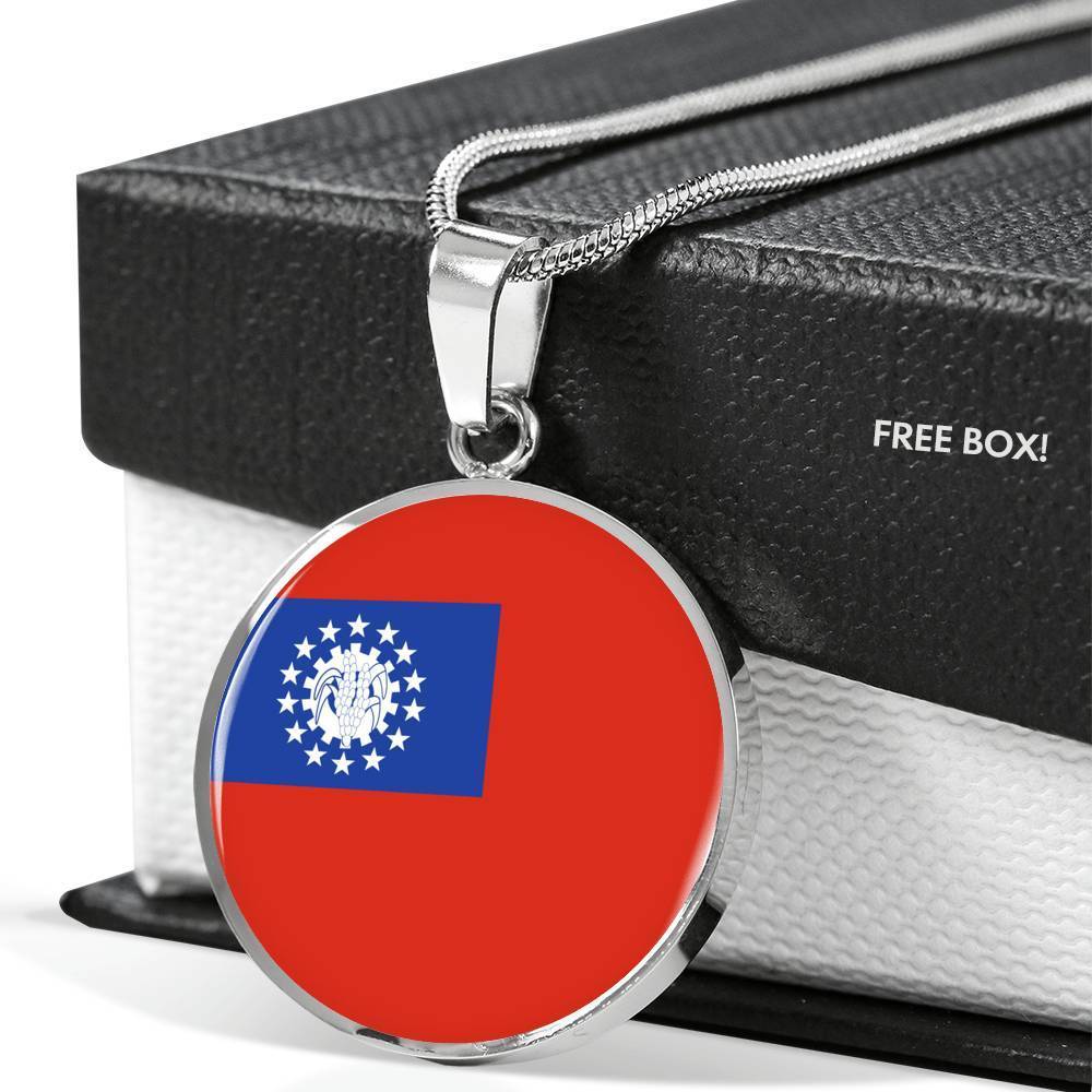 Myanmar Flag Necklace Myanmar Flag Stainless Steel or 18k Gold 18-22" - Express Your Love Gifts