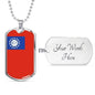 Myanmar Flag Necklace Myanmar Flag Stainless Steel or 18k Gold Dog Tag 24" - Express Your Love Gifts