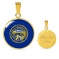Nebraska State Flag Necklace Stainless Steel or 18k Gold Circle Pendant 18-22" - Express Your Love Gifts