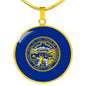 Nebraska State Flag Necklace Stainless Steel or 18k Gold Circle Pendant 18-22" - Express Your Love Gifts