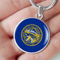 Nebraska State Flag Necklace Stainless Steel or 18k Gold Circle Pendant 18-22" - Express Your Love Gifts