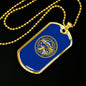 Nebraska State Flag Necklace Stainless Steel or 18k Gold Dog Tag 24" Chain - Express Your Love Gifts