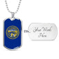 Nebraska State Flag Necklace Stainless Steel or 18k Gold Dog Tag 24" Chain - Express Your Love Gifts