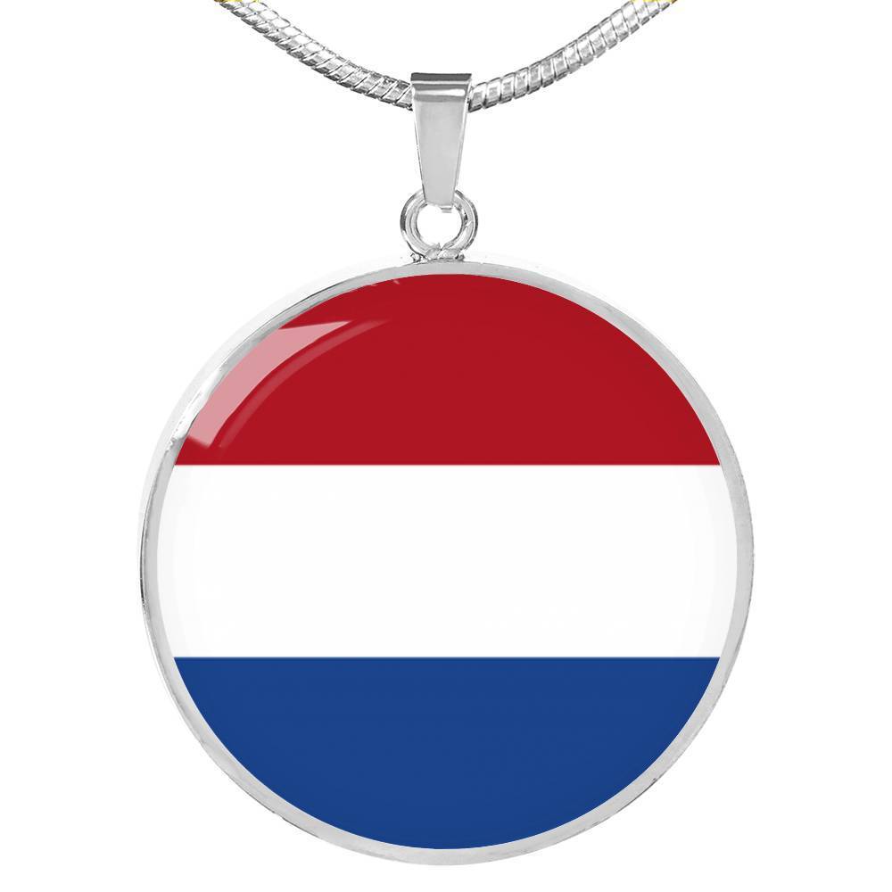 Netherlands Flag Necklace Netherlands Flag Stainless Steel or 18k Gold 18-22" - Express Your Love Gifts