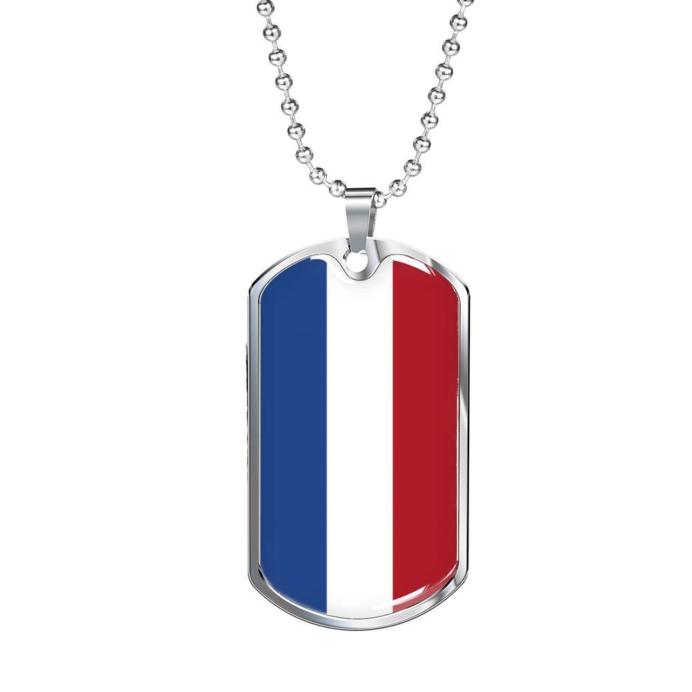 Netherlands Flag Necklace Netherlands Flag Stainless Steel or 18k Gold Dog Tag 24" - Express Your Love Gifts