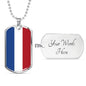 Netherlands Flag Necklace Netherlands Flag Stainless Steel or 18k Gold Dog Tag 24" - Express Your Love Gifts