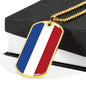 Netherlands Flag Necklace Netherlands Flag Stainless Steel or 18k Gold Dog Tag 24" - Express Your Love Gifts