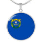 Nevada State Flag Necklace Stainless Steel or 18k Gold Circle Pendant 18-22" - Express Your Love Gifts