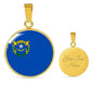 Nevada State Flag Necklace Stainless Steel or 18k Gold Circle Pendant 18-22" - Express Your Love Gifts