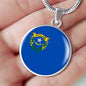 Nevada State Flag Necklace Stainless Steel or 18k Gold Circle Pendant 18-22" - Express Your Love Gifts