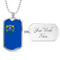 Nevada State Flag Necklace Stainless Steel or 18k Gold Dog Tag 24" Chain - Express Your Love Gifts