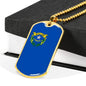 Nevada State Flag Necklace Stainless Steel or 18k Gold Dog Tag 24" Chain - Express Your Love Gifts